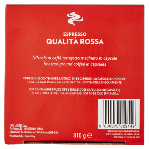Lavazza A Modo Mio Qualità Rossa, 108 Capsule