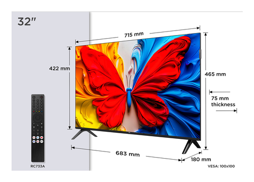 TCL S59K Serie Smart TV QLED FHD 32" 32S59K, Dolby Audio, HDR10, Android TV