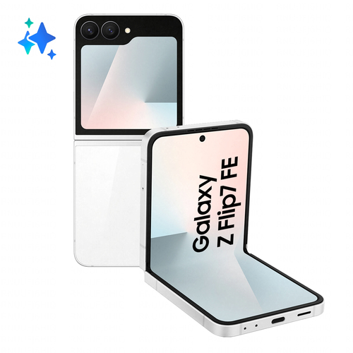 Samsung Galaxy Z Flip7 FE Smartphone AI, RAM 8GB, 128GB, Display 3,4" Super AMOLED/6,7" Dynamic AMOLED 2X, Fotocamera 50MP, White