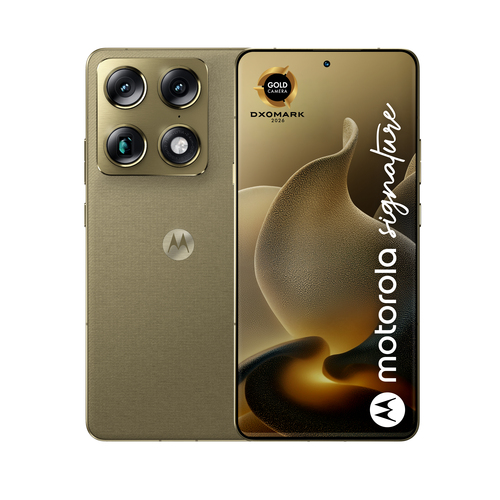 Motorola signature 17,2 cm (6.78") Doppia SIM Android 16.0 5G USB tipo-C 16 GB 512 GB 5200 mAh Oro PANTONE Martini Olive