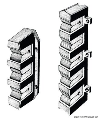 Supporto per 5 canne 285x54 mm - 41.127.53 Osculati Pulpiti, portacanne, candelieri