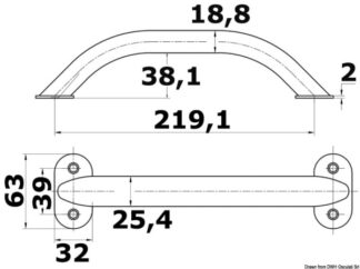 Handrail 8-5/8" (oval bracket) ss304 - 41.911.09 Osculati Pulpiti, portacanne, candelieri