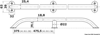 Corrimano inox mm 915 - 41.911.36 Osculati Pulpiti, portacanne, candelieri