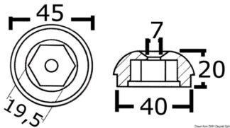 Anodo ric. rif.orig. 71190A - 43.070.22 Osculati Anodi, soffietti motore