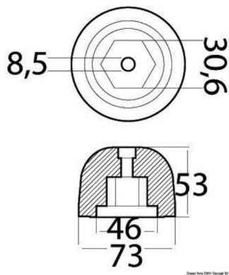 Anodo ric. all. rif.orig. 501180 - 43.070.28 Osculati Anodi, soffietti motore