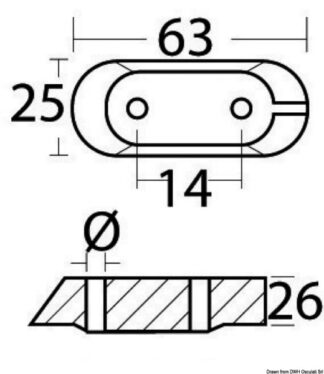 Anodo magnesio cavalletto Yamaha 4/70 HP - 43.260.45 Osculati Anodi, soffietti motore