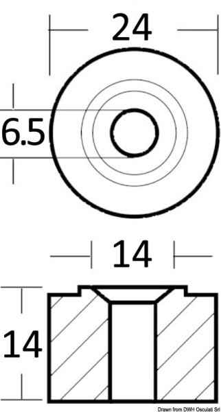 Anodo collettore 40/50/60 HP - 43.292.20 Osculati Anodi, soffietti motore