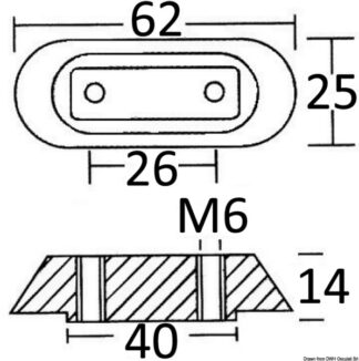 Anodo magnesio piatrina Honda mm 63x25 - 43.315.23 Osculati Anodi, soffietti motore