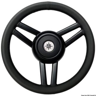 Volante Ghost 3 razze Ø mm 350 pelle nera - 45.155.01 Osculati Timonerie