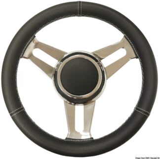 Volante in pelle nera - 45.125.01 Osculati Timonerie