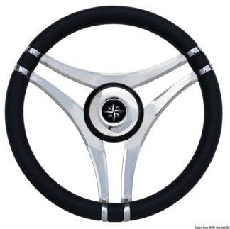 Volante IMPACT nero Ø 350 mm con razze acciaio - 45.141.01 Osculati Timonerie