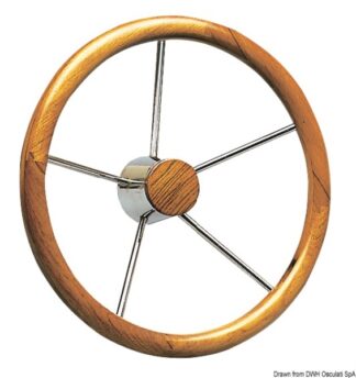 Timone inox e legno 400 mm - 45.165.02 Osculati Timonerie