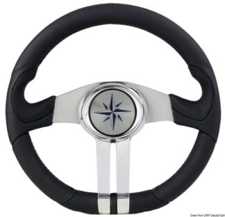 Volante nero razze argento/cromo - 45.158.30 Osculati Timonerie