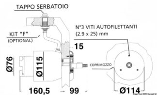 Pompa retro cruscotto UP33R - 45.280.04 Osculati Timonerie