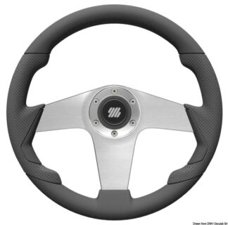 Volante UFLEX Pianosa nero 350 mm razze argento - 45.385.01 Osculati Timonerie
