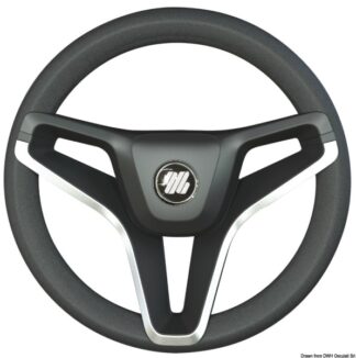 Volante Portofino nero 350mm razze profilo oro - 45.388.01 Osculati Timonerie