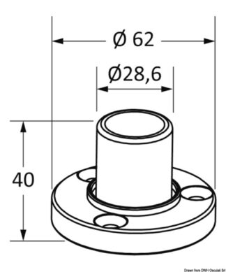 Basetta T-Top tubo 32 mm - 48.180.02 Osculati Sedili, tavoli, gambe, roll bar e portaoggetti