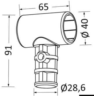 Giunto a T per T top tubo 32 mm - 48.180.03 Osculati Sedili, tavoli, gambe, roll bar e portaoggetti