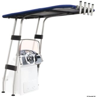 T-Top professionale 2000x1600 bianco con telo blu - 48.195.05 Osculati Sedili, tavoli, gambe, roll bar e portaoggetti