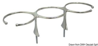 Porta bicchieri inox triplo - 48.429.33 Osculati Sedili, tavoli, gambe, roll bar e portaoggetti