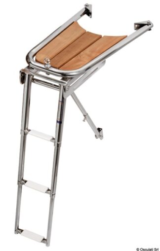 Delfiniera inox/teak con scaletta 3 gradini - 48.471.03 Osculati Sedili, tavoli, gambe, roll bar e portaoggetti
