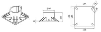 Colonnina light 45 cm base lucida - 48.660.02 Osculati Sedili, tavoli, gambe, roll bar e portaoggetti