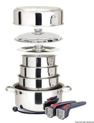 Set pentole impilabili inox - 48.700.01 Osculati Sedili, tavoli, gambe, roll bar e portaoggetti