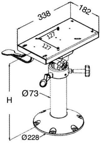 Supporto sedile girevole 457 mm con slitta - 48.711.02 Osculati Sedili, tavoli, gambe, roll bar e portaoggetti