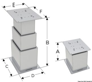 Gamba Square 3 stadi 24V - 48.743.24 Osculati Sedili, tavoli, gambe, roll bar e portaoggetti