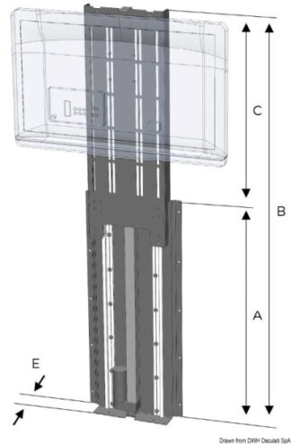 TV LIFT 750mm 12V - 48.762.12 Osculati Sedili, tavoli, gambe, roll bar e portaoggetti