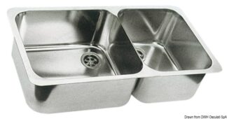 Lavello doppio 600 x 320 mm inox - 50.186.80 Osculati Lavelli, fornelli, frigoriferi, wc