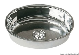 Lavello inox ovale 240 x 375 mm - 50.186.84 Osculati Lavelli, fornelli, frigoriferi, wc