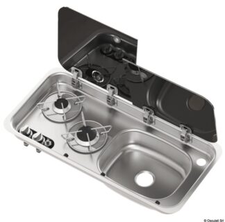 Piano cottura 2 fuochi - lavello DX con miscelatore - 50.714.03 Osculati Lavelli, fornelli, frigoriferi, wc