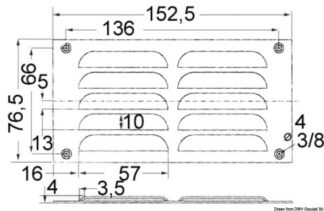 Griglia areazione 76 x 152 mm + antizanzare - 53.021.11 Osculati Prese aria