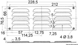 Griglia areazione 76 x 229 mm + antizanzare - 53.021.12 Osculati Prese aria