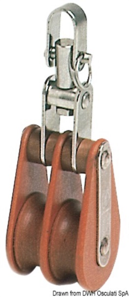Bozzello Hye tufnol 2 pulegge TW 16x60 - 55.007.04 Osculati Bozzelli, strozzascotte