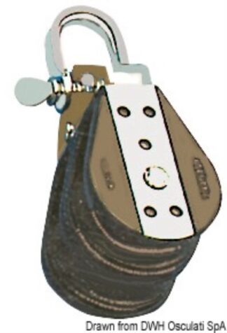 Bozzello sfere 2 pulegge grillo 12x57 - 55.030.12 Osculati Bozzelli, strozzascotte