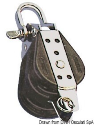 Bozzello sfere 2 pulegge grillo arricavo 12x57 - 55.031.12 Osculati Bozzelli, strozzascotte