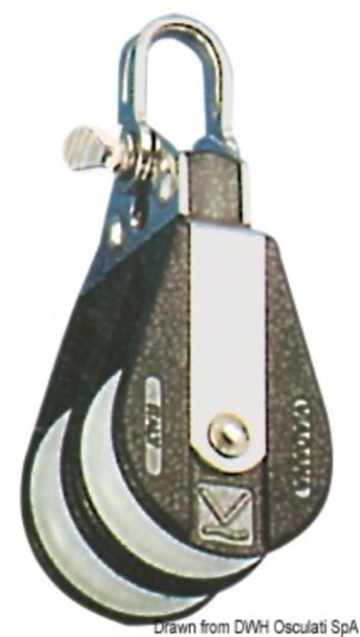Bozzello 2 pulegge attacco fisso C - 55.072.12 Osculati Bozzelli, strozzascotte