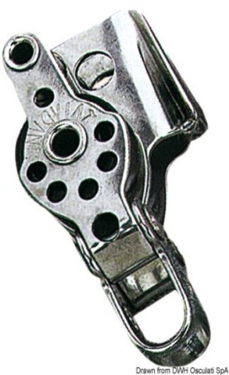 Bozzello inox 2 pulegge arricavo strozzatore 17x5 - 55.090.10 Osculati Bozzelli, strozzascotte