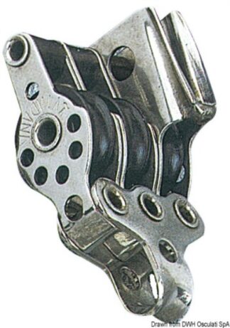 Bozzello inox 3 pulegge arricavo strozzatore 17x5 - 55.090.11 Osculati Bozzelli, strozzascotte