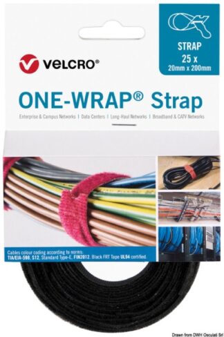 VELCRO®Brand ONE-WRAP® fascet. 20x200mm nero cf.25 - 65.455.20 Osculati Isolanti, detergenti, vernici