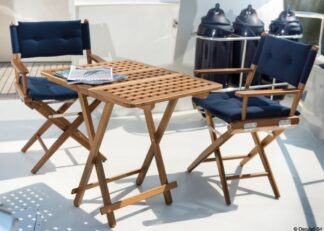 Sedia teak pieghevole rivestimento blu navy - 71.323.20 Osculati Teak