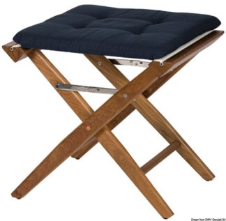 Sgabello con tela blu imbottita - 71.336.50 Osculati Teak