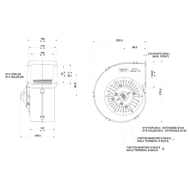 Elettroventilatori ASPIRATORE 12V. SINISTRO (acq.min. unità) - immagine 2