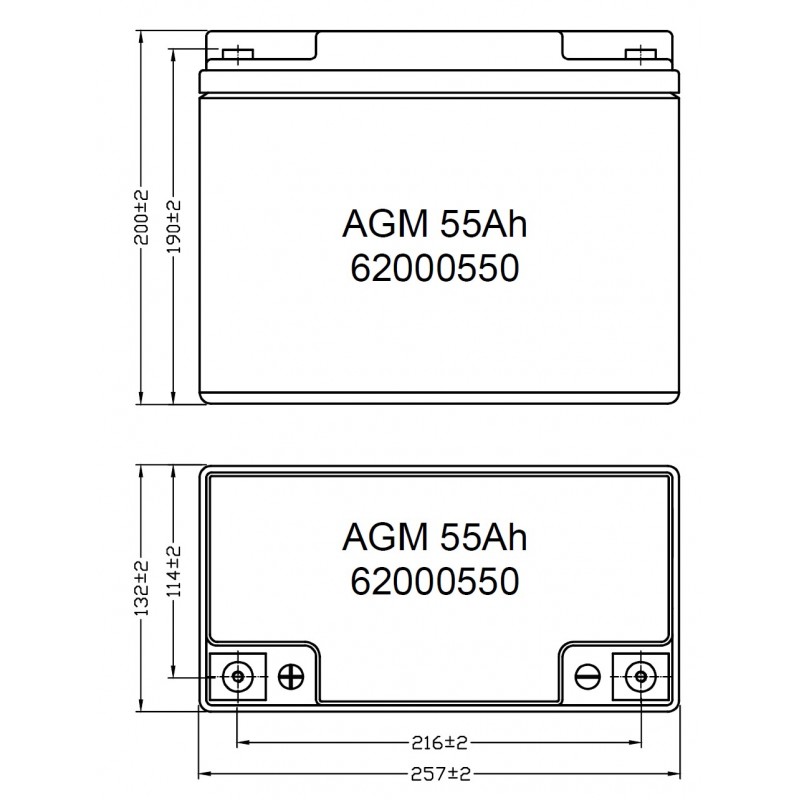 Batterie, Morsetti Mastervolt AGM Battery 12/55Ah Mastervolt (acq.min. unità) - immagine 2