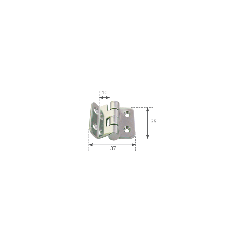 Cerniere a Squadra, Inginocchiate CERNIERA INOX MM.35X37 H.10 (acq.min. unità) - immagine 2