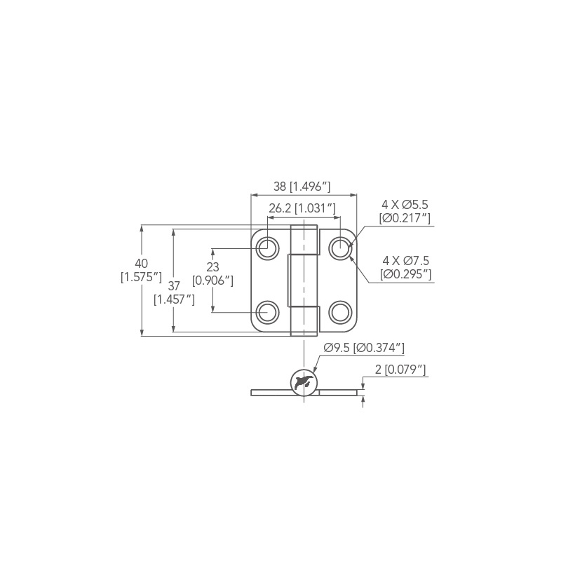 Cerniere Frizionate CERNIERA INOX CON FRIZIONE MM.37X38 Marine Town (acq.min. unità) - immagine 2
