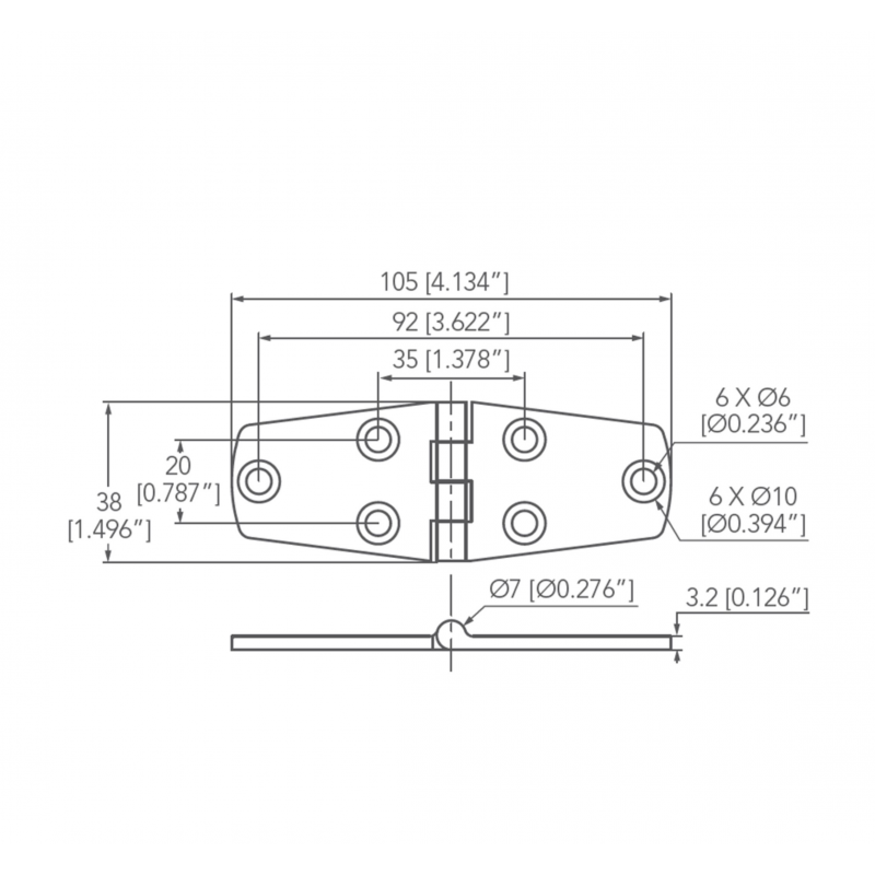 Cerniere Inox Spessore + mm.2 CERNIERA INOX MM 38x105 Marine Town (acq.min. unità) - immagine 2