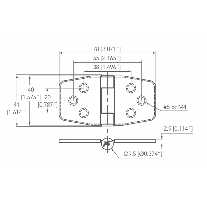 Cerniere con Copertura CERNIERA INOX 316 C/COPERTURA FRIZ. Marine Town (acq.min. unità)